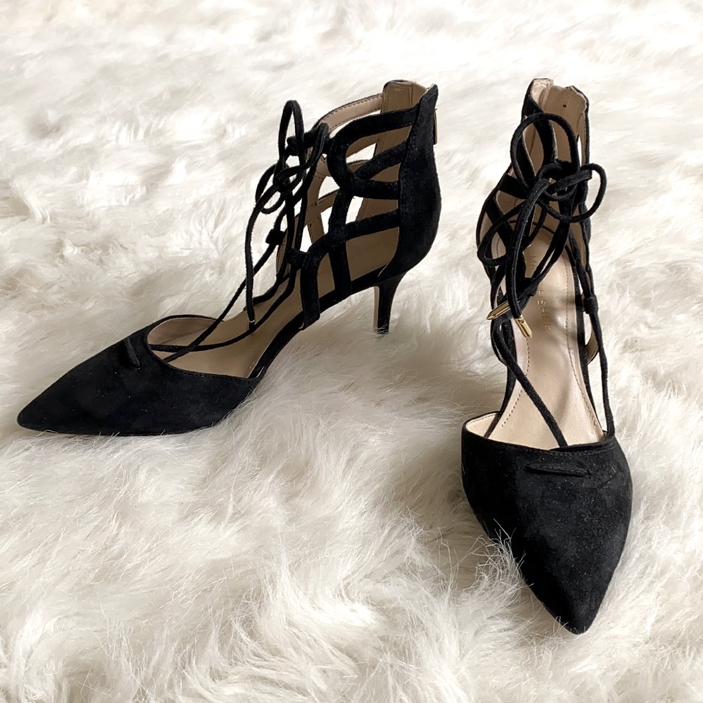 Marc Fisher Black Suede Lace Up Heels